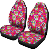 Pink Sugar Skull Pattern Print Universal Fit Car Seat Covers 102422