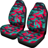 Pink Teal And Black Camouflage Print Universal Fit Car Seat Covers 102422
