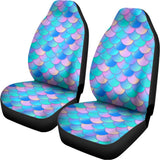 Pink Teal Mermaid Scales Pattern Print Universal Fit Car Seat Covers 102422