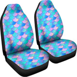 Pink Teal Mermaid Scales Pattern Print Universal Fit Car Seat Covers 102422