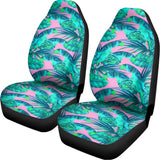 Pink Teal Tropical Leaf Pattern Print Universal Fit Car Seat Covers 102422