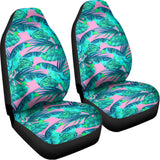 Pink Teal Tropical Leaf Pattern Print Universal Fit Car Seat Covers 102422