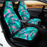 Pink Teal Tropical Leaf Pattern Print Universal Fit Car Seat Covers 102422