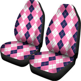 Pink White And Blue Argyle Pattern Print Universal Fit Car Seat Covers 102422