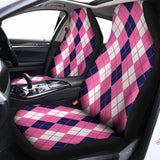 Pink White And Blue Argyle Pattern Print Universal Fit Car Seat Covers 102422