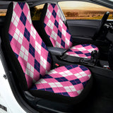 Pink White And Blue Argyle Pattern Print Universal Fit Car Seat Covers 102422