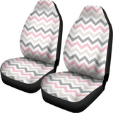 Pink White And Grey Chevron Print Universal Fit Car Seat Covers 102422