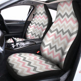 Pink White And Grey Chevron Print Universal Fit Car Seat Covers 102422