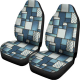 Plaid And Denim Patchwork Pattern Print Universal Fit Car Seat Covers 102422
