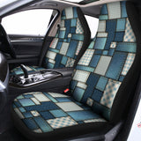 Plaid And Denim Patchwork Pattern Print Universal Fit Car Seat Covers 102422