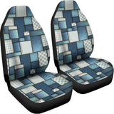 Plaid And Denim Patchwork Pattern Print Universal Fit Car Seat Covers 102422