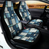 Plaid And Denim Patchwork Pattern Print Universal Fit Car Seat Covers 102422