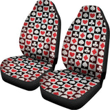 Playing Card Suits Check Pattern Print Universal Fit Car Seat Covers 102422