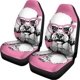 Poodle With Glasses Print Universal Fit Car Seat Covers 102422