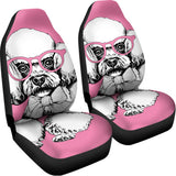 Poodle With Glasses Print Universal Fit Car Seat Covers 102422