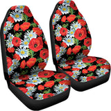Poppy And Chamomile Pattern Print Universal Fit Car Seat Covers 102422