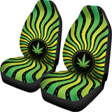 Psychedelic Cannabis Leaf Print Universal Fit Car Seat Covers 102422