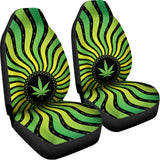 Psychedelic Cannabis Leaf Print Universal Fit Car Seat Covers 102422
