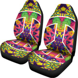 Psychedelic Hippie Peace Sign Print Universal Fit Car Seat Covers 102422