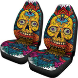 Psychedelic Skull Print Universal Fit Car Seat Covers 102422