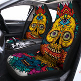 Psychedelic Skull Print Universal Fit Car Seat Covers 102422