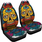 Psychedelic Skull Print Universal Fit Car Seat Covers 102422