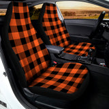 Pumpkin Orange Buffalo Check Print Universal Fit Car Seat Covers 102422