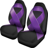 Purple All Cancer Awareness Ribbon Print Universal Fit Car Seat Covers 102422