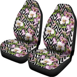 Purple Alstroemeria Zigzag Pattern Print Universal Fit Car Seat Covers 102422