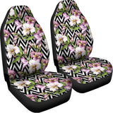 Purple Alstroemeria Zigzag Pattern Print Universal Fit Car Seat Covers 102422