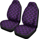Purple And Black Halloween Skull Print Universal Fit Car Seat Covers 102422