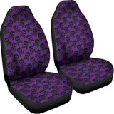 Purple And Black Halloween Skull Print Universal Fit Car Seat Covers 102422