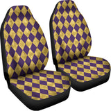 Purple And Gold Harlequin Pattern Print Universal Fit Car Seat Covers 102422