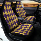 Purple And Gold Harlequin Pattern Print Universal Fit Car Seat Covers 102422