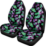 Purple And Green Leaf Pattern Print Universal Fit Car Seat Covers 102422