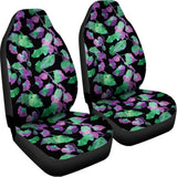 Purple And Green Leaf Pattern Print Universal Fit Car Seat Covers 102422