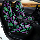 Purple And Green Leaf Pattern Print Universal Fit Car Seat Covers 102422