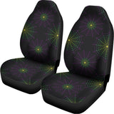 Purple And Green Spider Web Print Universal Fit Car Seat Covers 102422
