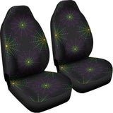 Purple And Green Spider Web Print Universal Fit Car Seat Covers 102422