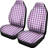 Purple And White Check Pattern Print Universal Fit Car Seat Covers 102422