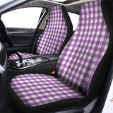 Purple And White Check Pattern Print Universal Fit Car Seat Covers 102422