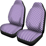 Purple And White Checkered Pattern Print Universal Fit Car Seat Covers 102422