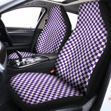 Purple And White Checkered Pattern Print Universal Fit Car Seat Covers 102422