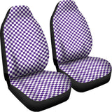 Purple And White Checkered Pattern Print Universal Fit Car Seat Covers 102422