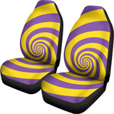 Purple And Yellow Spiral Illusion Print Universal Fit Car Seat Covers 102422