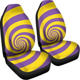 Purple And Yellow Spiral Illusion Print Universal Fit Car Seat Covers 102422