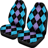 Purple Black And Blue Argyle Print Universal Fit Car Seat Covers 102422