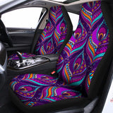 Purple Bohemian Peacock Feather Print Universal Fit Car Seat Covers 102422