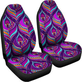 Purple Bohemian Peacock Feather Print Universal Fit Car Seat Covers 102422