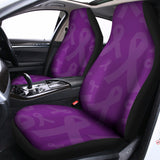 Purple Cancer Awareness Ribbon Print Universal Fit Car Seat Covers 102422